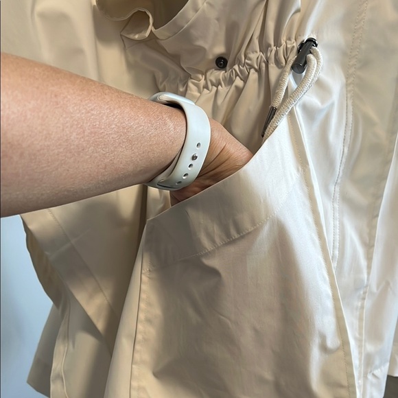 MARLA WYNN Oversized Cream Poncho Hooded Windbreaker Women's Jacket Cape, Size S - Picture 13 of 13